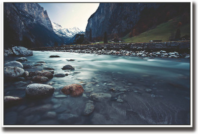 

Serene Mountain river in Switzerland Fine Art Print(12 inch X 18 inch, Rolled)