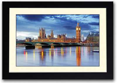 

London Big Ben River An Bridge Fine Art Print(14 inch X 20 inch, Framed)