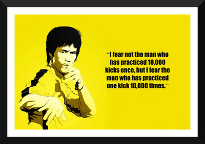

Spirit Of Sports - Motivational Quote - The Power Of Practice - Bruce Lee - A3 Size Framed Poster Paper Print(17 inch X 12 inch)