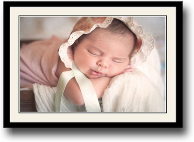 

Cute Baby sleeping with frill cap Fine Art Print(10 inch X 14 inch, Framed)