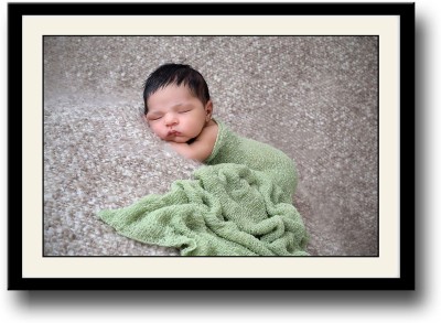 

Cute baby wrapped in green Fine Art Print(10 inch X 14 inch, Framed)