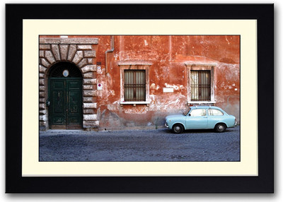 

Small Vintage Blue Car On Road Fine Art Print(14 inch X 20 inch, Framed)