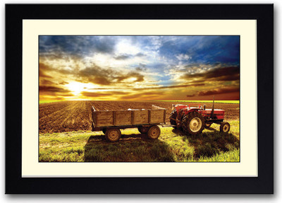 

Tractor in the fields Fine Art Print(14 inch X 20 inch, Framed)