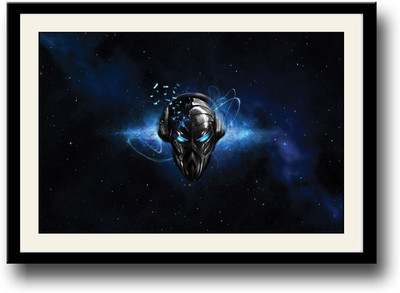 

Metal face with headphones Fine Art Print(10 inch X 14 inch, Framed)