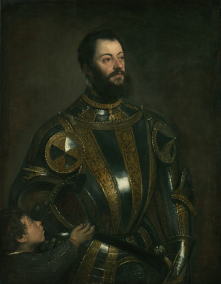 14% OFF on Portrait Of Alfonso D'Avalos Marchese Del Vasto In Armor With A Page By Titian Tiziano Vecellio Italian About Fine Art Print(15.443333333333333 inch X 12 inch)