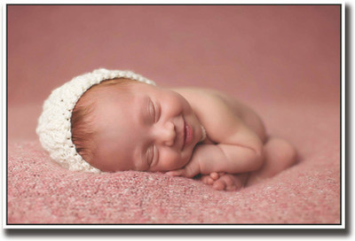 Smiling while sleeping cute baby Fine Art Print(12 inch X 18 inch, Rolled)