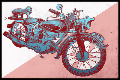 

Hand Drawn Motorcycle Poster Photographic Paper(12 inch X 18 inch)