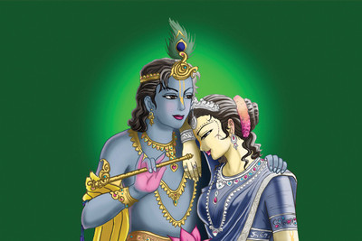 

RADHA KRISHNA GREEN 12X18 INCHES Fine Art Print(12 inch X 18 inch)