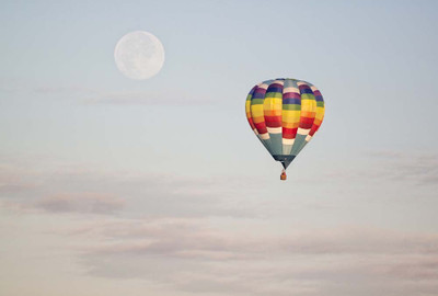 

Art For Kids Room Décor - Colorful Hot Air Balloon In The Sky With Moon In The Background - Medium Size Rolled Digital Art Print On Photographic Paper(27 inch X 18 inch, Rolled)
