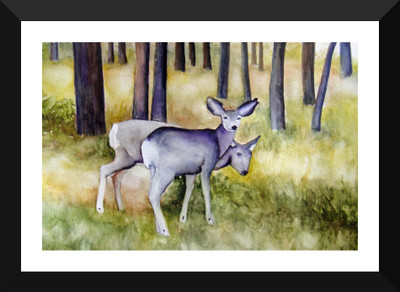 

Tallenge - Innocent Twin Mule Deer - Premium Quality A3 Size Framed Poster Paper Print(17 inch X 12 inch, Framed)