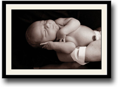 

Baby sleeping on hand b&w Fine Art Print(10 inch X 14 inch, Framed)