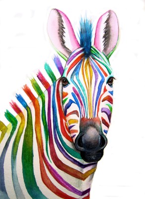 

Art For Kids - Rainbow Zebra - Medium Size Rolled Digital Art Print On Photographic Paper(24 inch X 18 inch, Rolled)