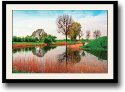 

River in Green Nature Fine Art Print(10 inch X 14 inch, Framed)