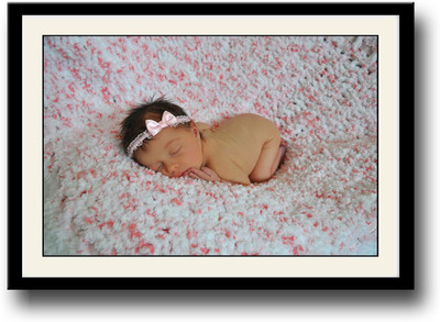 

Baby with pink bow sleeping Fine Art Print(10 inch X 14 inch, Framed)