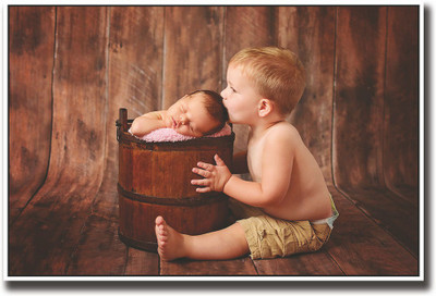 

Boy kissing cute newborn baby Fine Art Print(12 inch X 18 inch, Rolled)