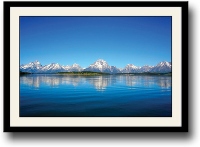 

Reflection of Mountains on Blue Water Fine Art Print(10 inch X 14 inch, Framed)