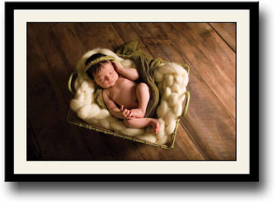 

Cute Baby with green dress Fine Art Print(10 inch X 14 inch, Framed)