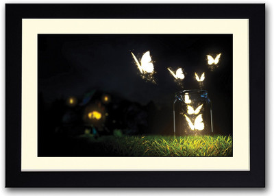 

Butterflies Glowing With Light Fine Art Print(14 inch X 20 inch, Framed)