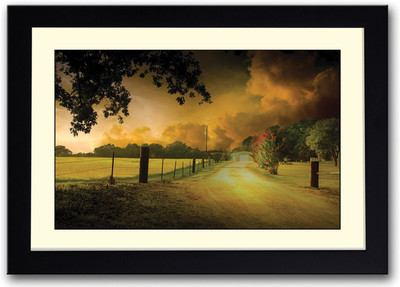 

Country side road under orange Sky Fine Art Print(14 inch X 20 inch, Framed)