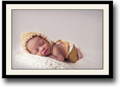 

Cute newborn baby in brown Fine Art Print(10 inch X 14 inch, Framed)