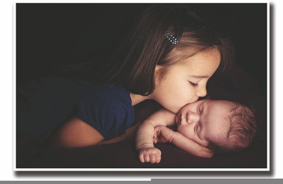 

Posterhouzz Girl kissing a baby Fine Art Print(12 inch X 18 inch, Rolled)