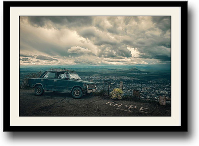 

Vintage car beautiful sky Fine Art Print(10 inch X 14 inch, Framed)