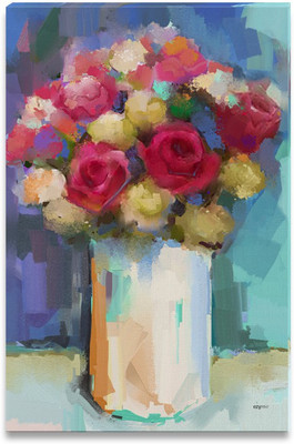 37% OFF on Vase with Bouquet of Flowers Canvas Art(15 inch X 10 inch)