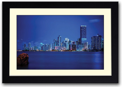 

Miami Night Skyline Fine Art Print(14 inch X 20 inch, Framed)