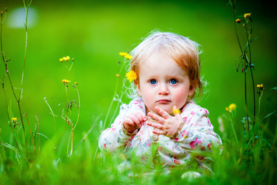 Child'S Love - Cute Baby In The Garden (2) Paper Print(12 inch X 18 inch, Streched)