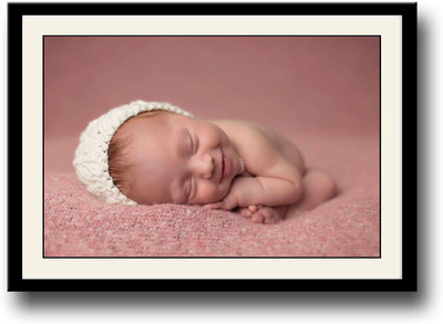

Smiling while sleeping cute baby Fine Art Print(10 inch X 14 inch, Framed)
