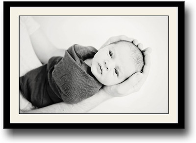 Baby in hand b&w Fine Art Print(10 inch X 14 inch, Framed)