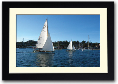 

Boats With White Sails Fine Art Print(14 inch X 20 inch, Framed)