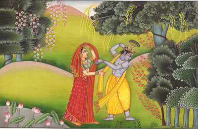 

Krishna Adorns His Beloved Radha In Vrindavana - Medium Size Rolled Digital Art Print On Photographic Paper(27 inch X 18 inch, Rolled)