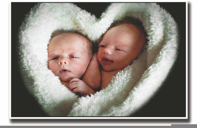 

Posterhouzz Two cute baby in a heart Fine Art Print(12 inch X 18 inch, Rolled)