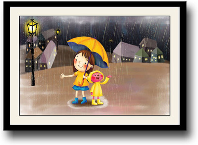 

Girl with yellow umbrella Fine Art Print(10 inch X 14 inch, Framed)