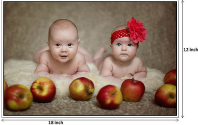

Cute babies with Apples Paper Print(12 inch X 18 inch)