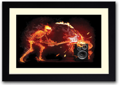 

Burning Guitar Fine Art Print(14 inch X 20 inch, Framed)