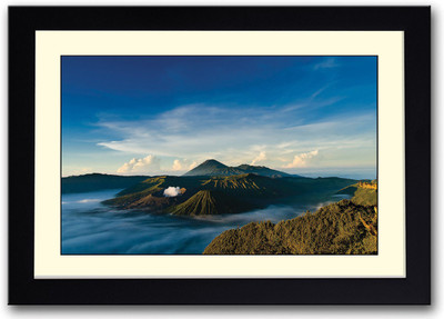 Beautiful Mountain in Fog Fine Art Print(14 inch X 20 inch, Framed)