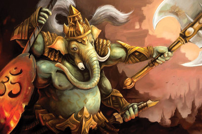 

Ganesha The Warrior Paper Poster 12"x18" Paper Print(13 inch X 19 inch, Rolled)