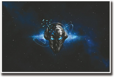 

Metal face with headphones Fine Art Print(12 inch X 18 inch, Rolled)