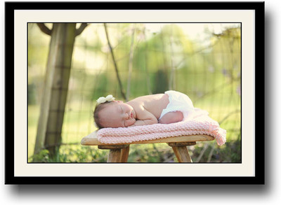 

Cute baby sleeping on wooden stool Fine Art Print(10 inch X 14 inch, Framed)