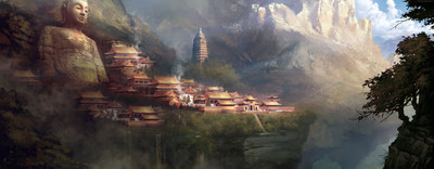 

Buddha Mountain Village - Medium Size Rolled Digital Art Print On Photographic Paper(27 inch X 18 inch, Rolled)