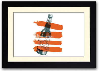 

Beer Bottle With Orange Stripes Fine Art Print(14 inch X 20 inch, Framed)