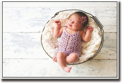 

Cute little baby in basket Fine Art Print(12 inch X 18 inch, Rolled)