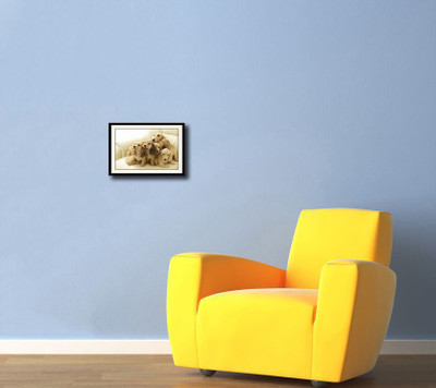 

Dog family on couch Fine Art Print(10 inch X 14 inch, Framed)