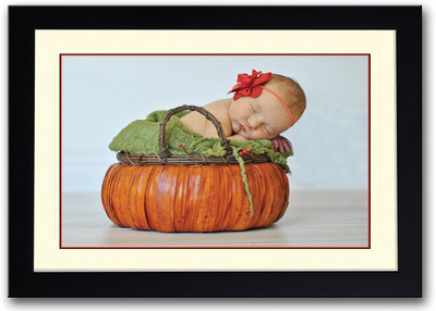 

Adorable Baby On Pumpkin Fine Art Print(14 inch X 20 inch, Framed)