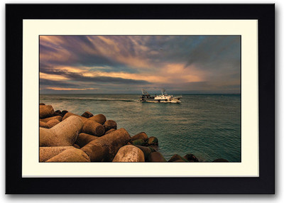 

Rocks and Ship Fine Art Print(14 inch X 20 inch, Framed)