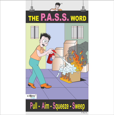 Fire Safety Poster- PASS word Paper Print(26 inch X 14.22 inch, Rolled)