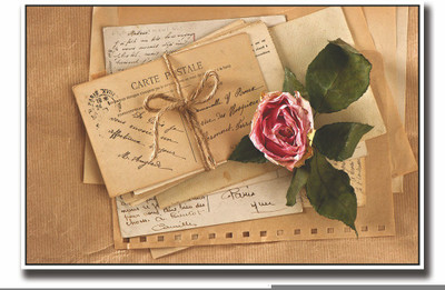 

Posterhouzz Old Letter with pink rose Fine Art Print(12 inch X 18 inch, Rolled)
