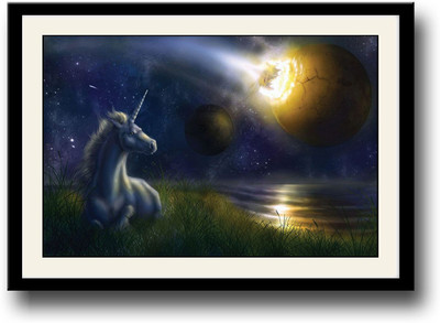 Unicorn in Night Fine Art Print(10 inch X 14 inch, Framed)